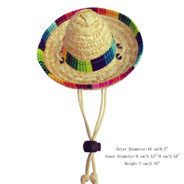 Fashion Pet Woven Straw Hat for Cat Sun Hat Sombrero for Small Dogs and Cats Beach Party Straw Costume Accessories to Act Cute