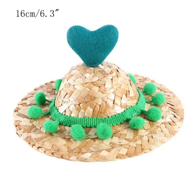 Fashion Pet Woven Straw Hat for Cat Sun Hat Sombrero for Small Dogs and Cats Beach Party Straw Costume Accessories to Act Cute