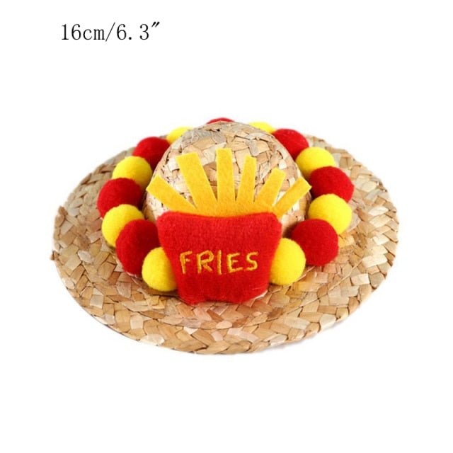 Fashion Pet Woven Straw Hat for Cat Sun Hat Sombrero for Small Dogs and Cats Beach Party Straw Costume Accessories to Act Cute
