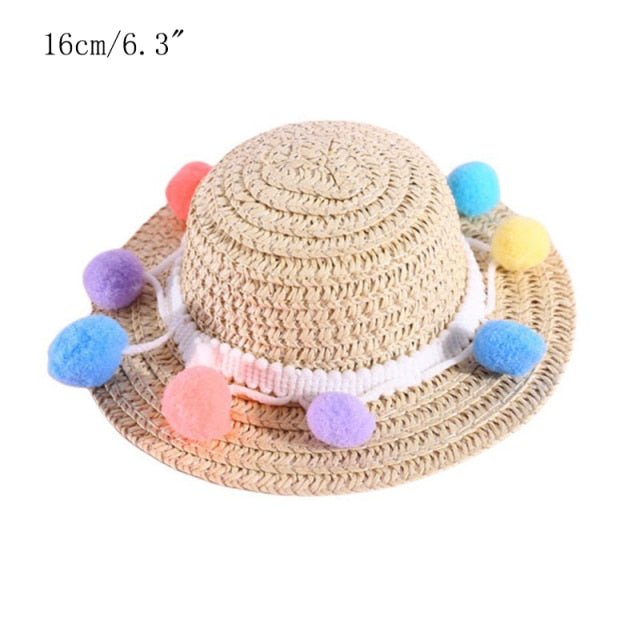 Fashion Pet Woven Straw Hat for Cat Sun Hat Sombrero for Small Dogs and Cats Beach Party Straw Costume Accessories to Act Cute