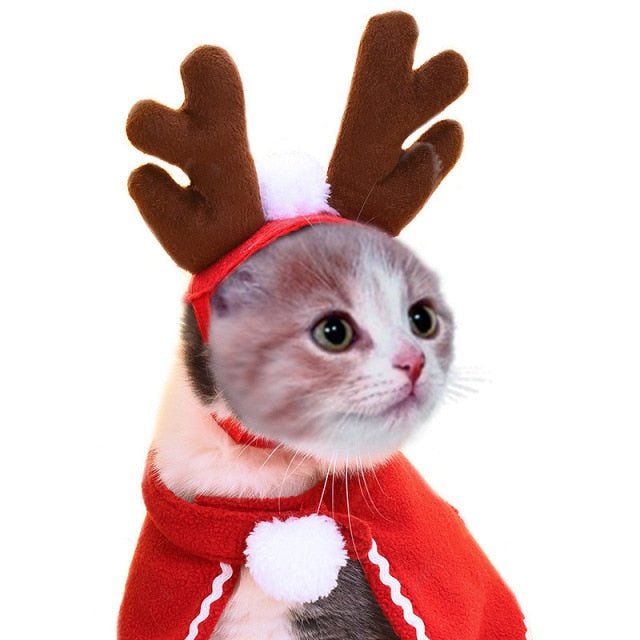 Christmas Pet Antler Headdress For Cat Dog Puppy Red Headband Decoration Crown Hat Headdress Winter New Year Cat Accessories