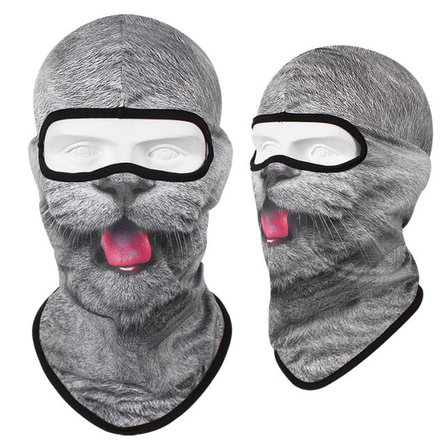 New 3D Cat Dog Cute Animal Balaclava Motorcycle Motocross Moto Skiing Snowboard Hat Helmet Liner Biker Face Cap Cycling Headgear