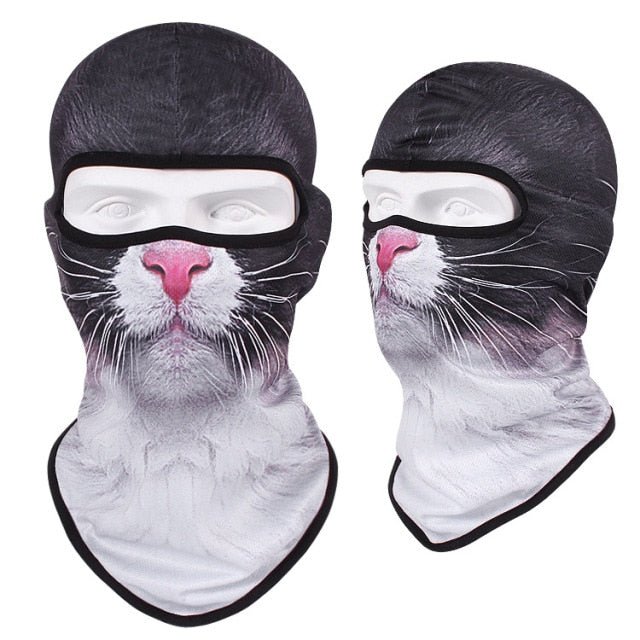 New 3D Cat Dog Cute Animal Balaclava Motorcycle Motocross Moto Skiing Snowboard Hat Helmet Liner Biker Face Cap Cycling Headgear
